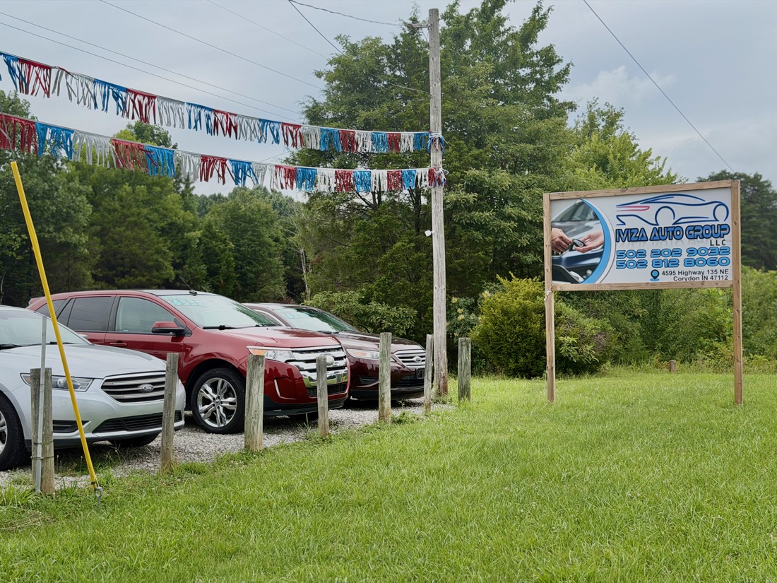 Iviza Auto Group roadside sign and lot in Corydon, Indiana